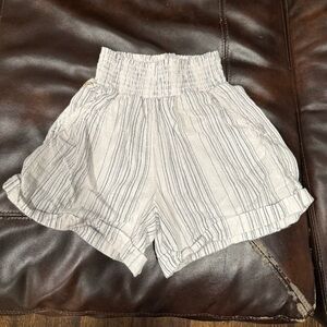 Birdwell California pinstripe navy and white beached babe shorts